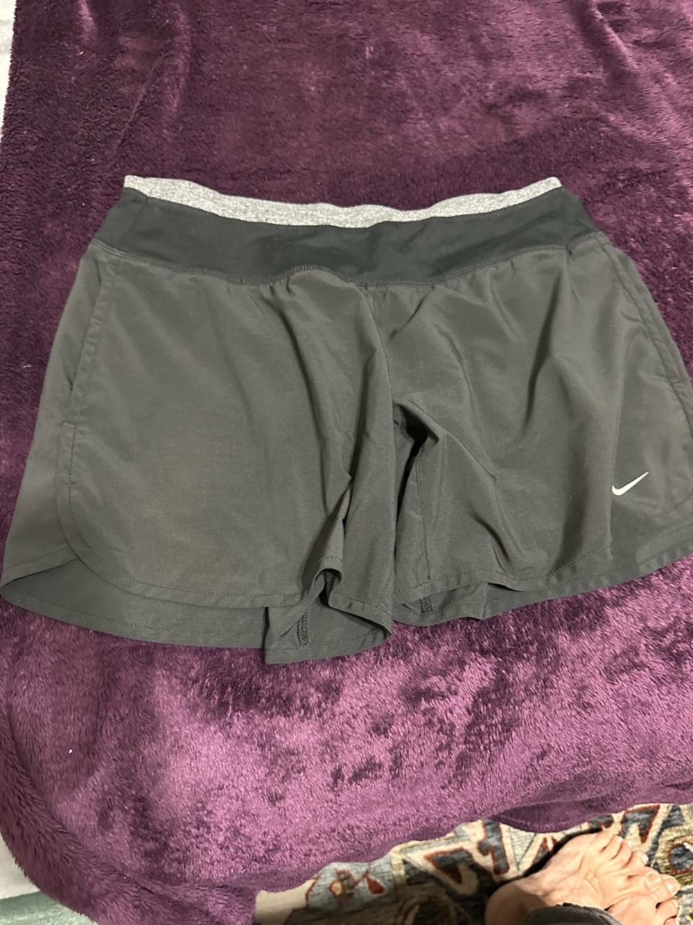 Nike Women's Black Athletic Shorts with Grey Waistband